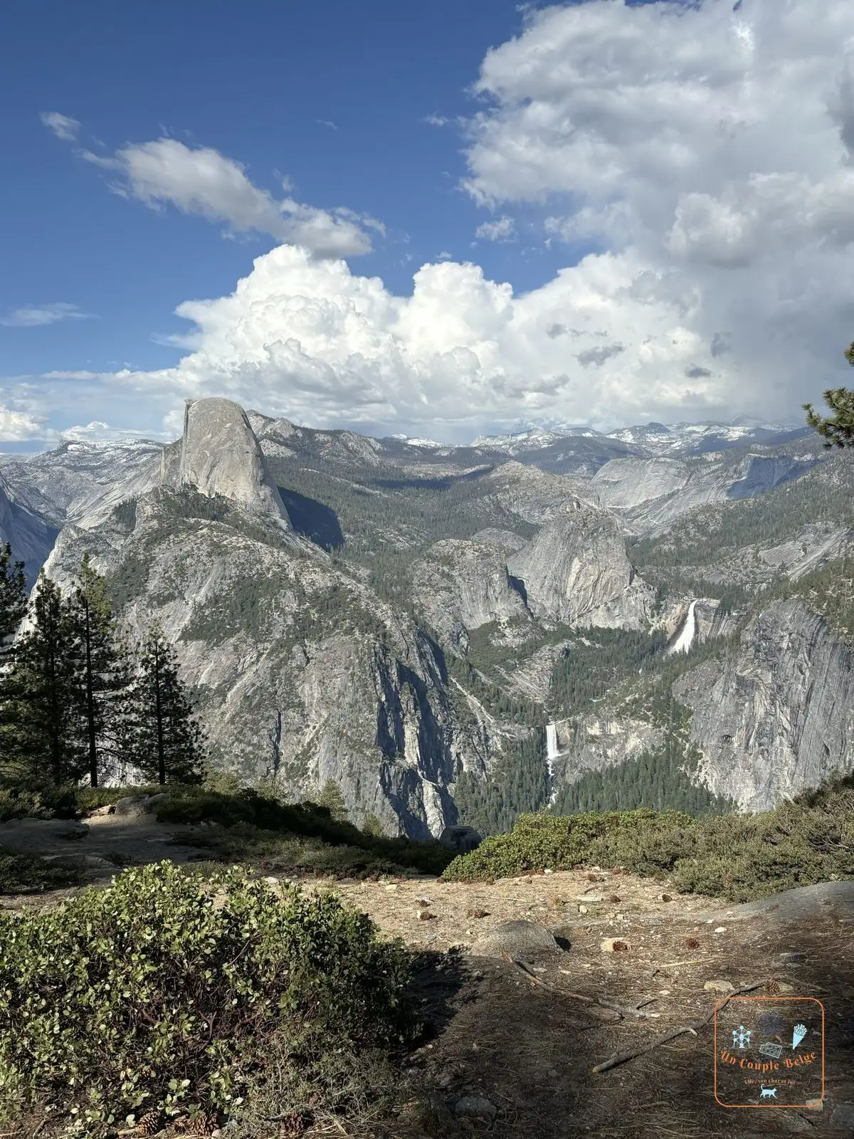 Half Dome, Vernal Fall et Nevada Fall depuis Washburn Point