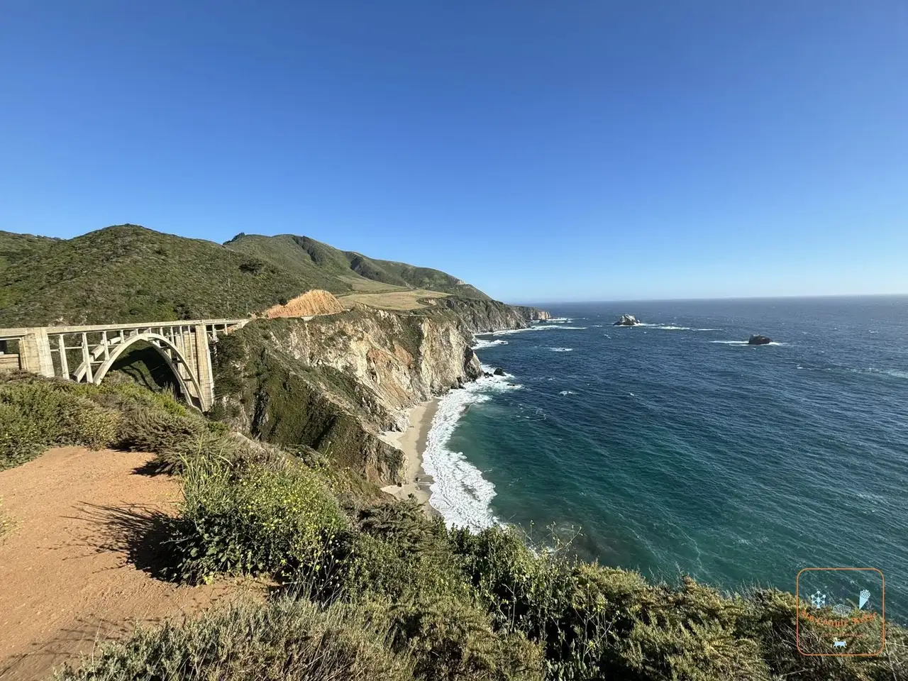 Le Bixby Bridge et la côte en fin de journée