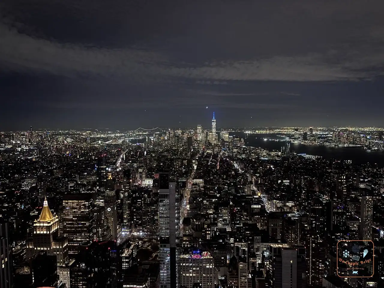Manhattan de nuit et l'Hudson depuis l'observatoire de l'Empire State Building