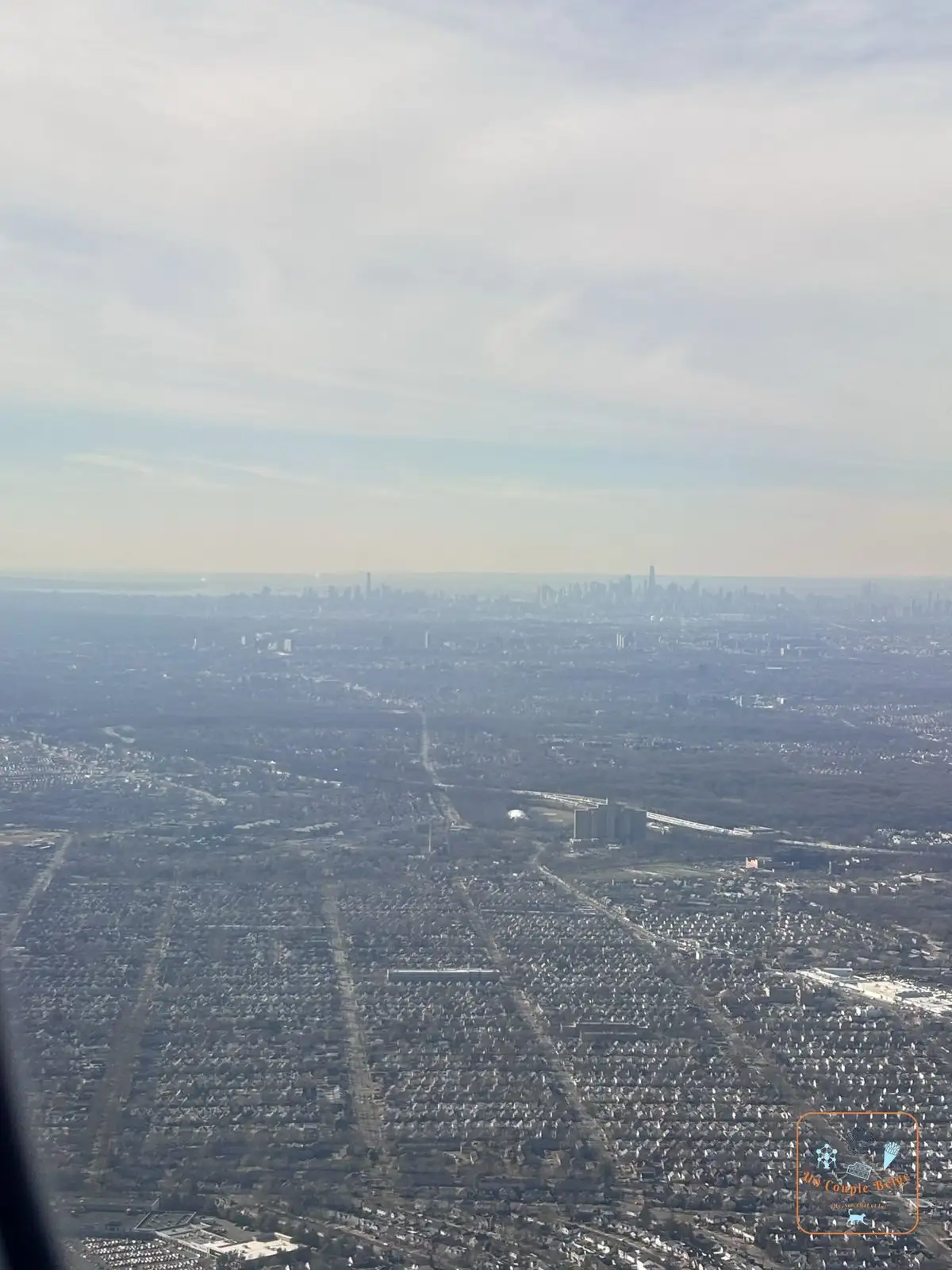 Vue aérienne de New York à l'approche de l'aéroport JFK
