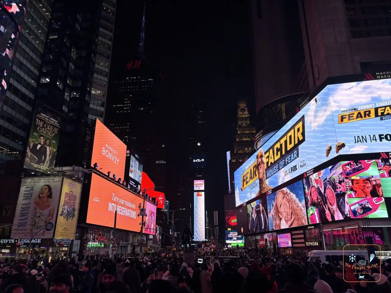 Les écrans géants de Times Square de nuit