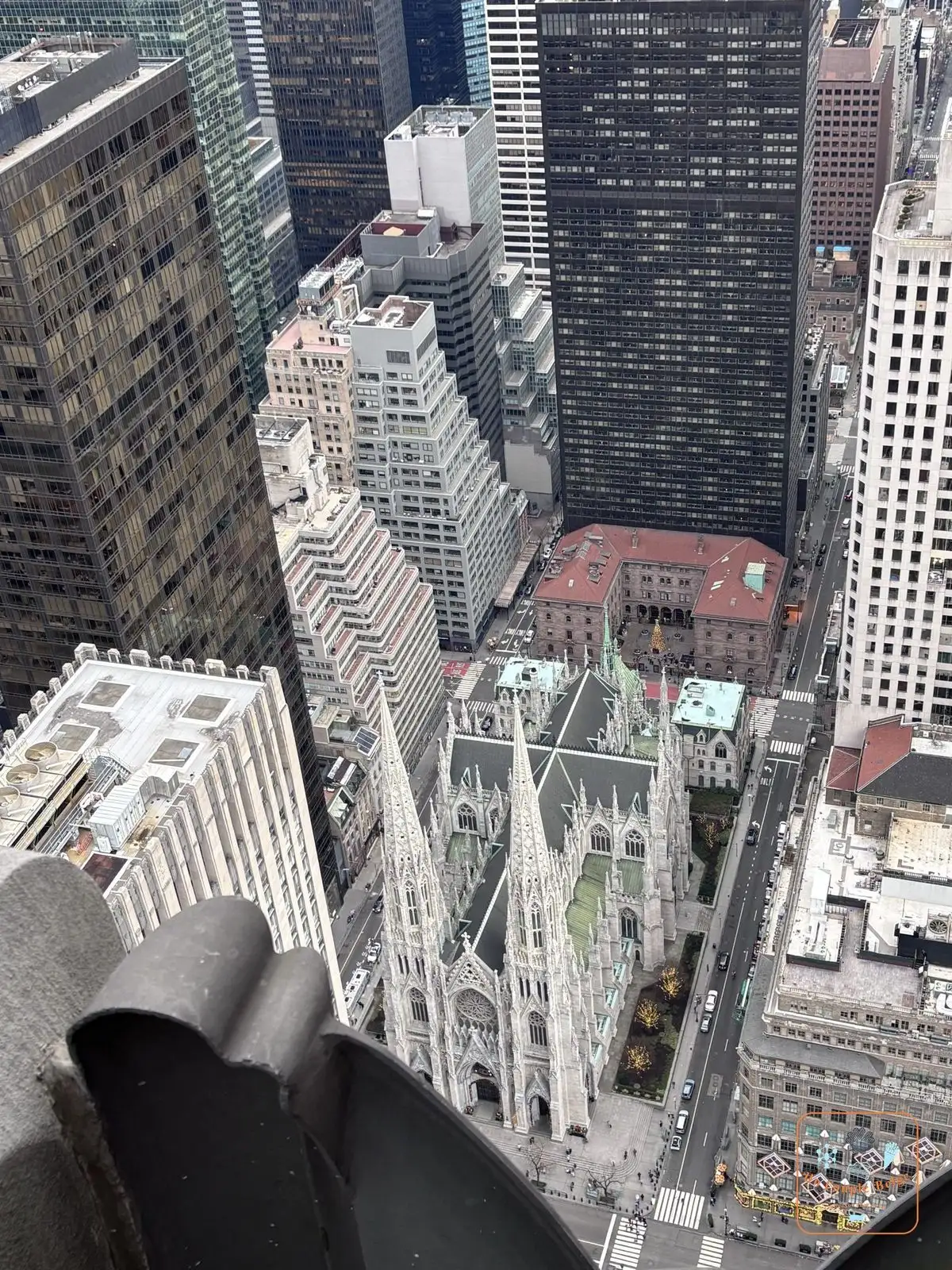 La cathédrale Saint-Patrick vue d'en haut depuis Top of the Rock