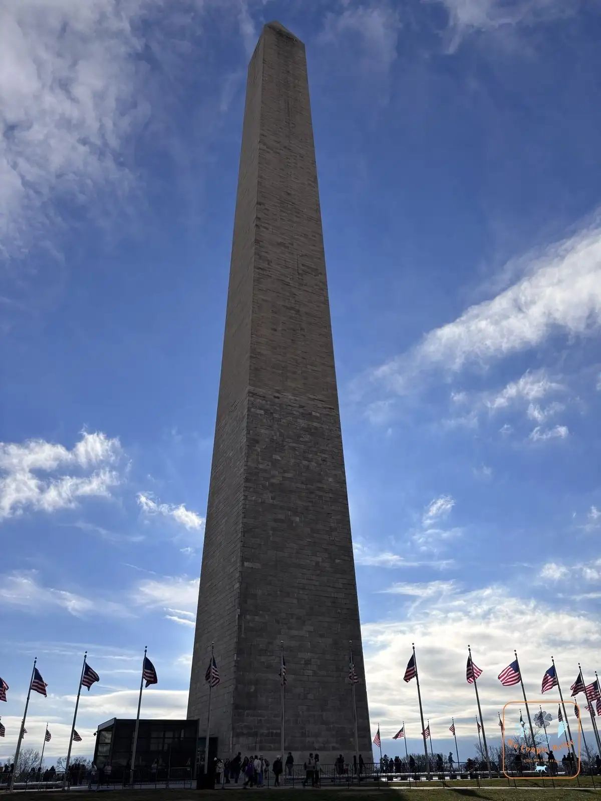 Le Washington Monument entouré de drapeaux américains