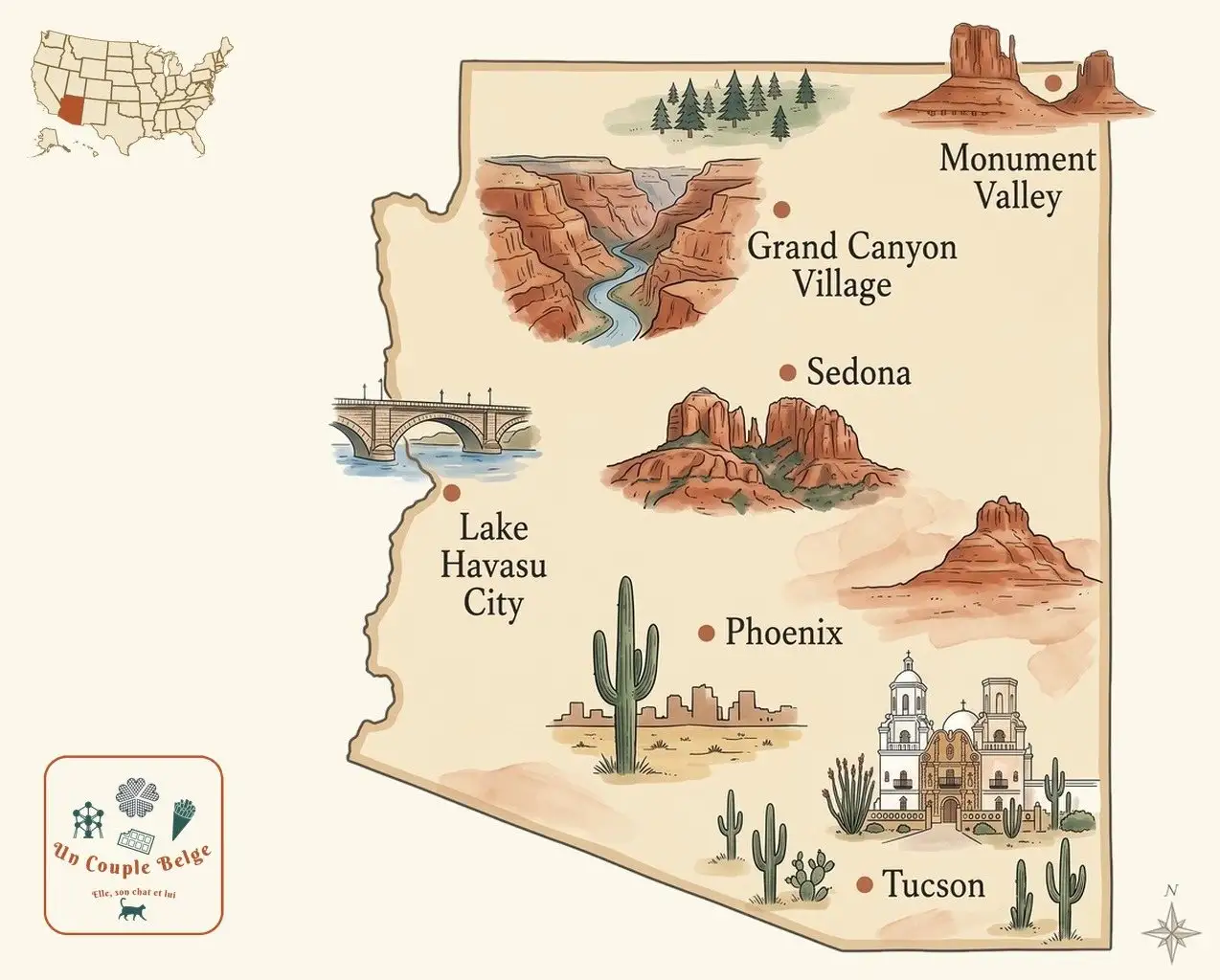 Carte — Arizona et les lieux cités dans l’article