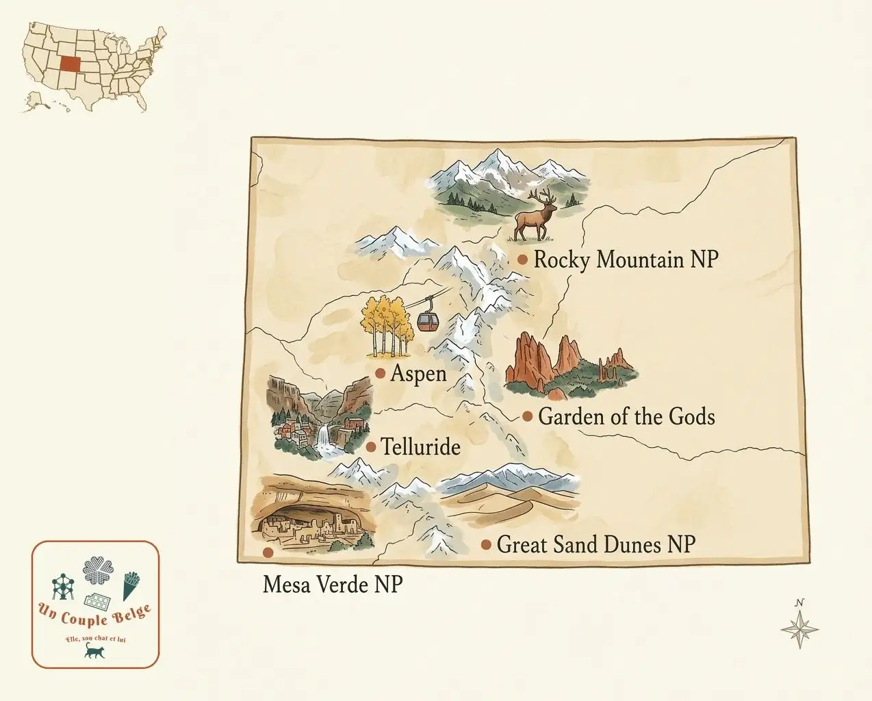Carte — Colorado et les lieux cités dans l’article