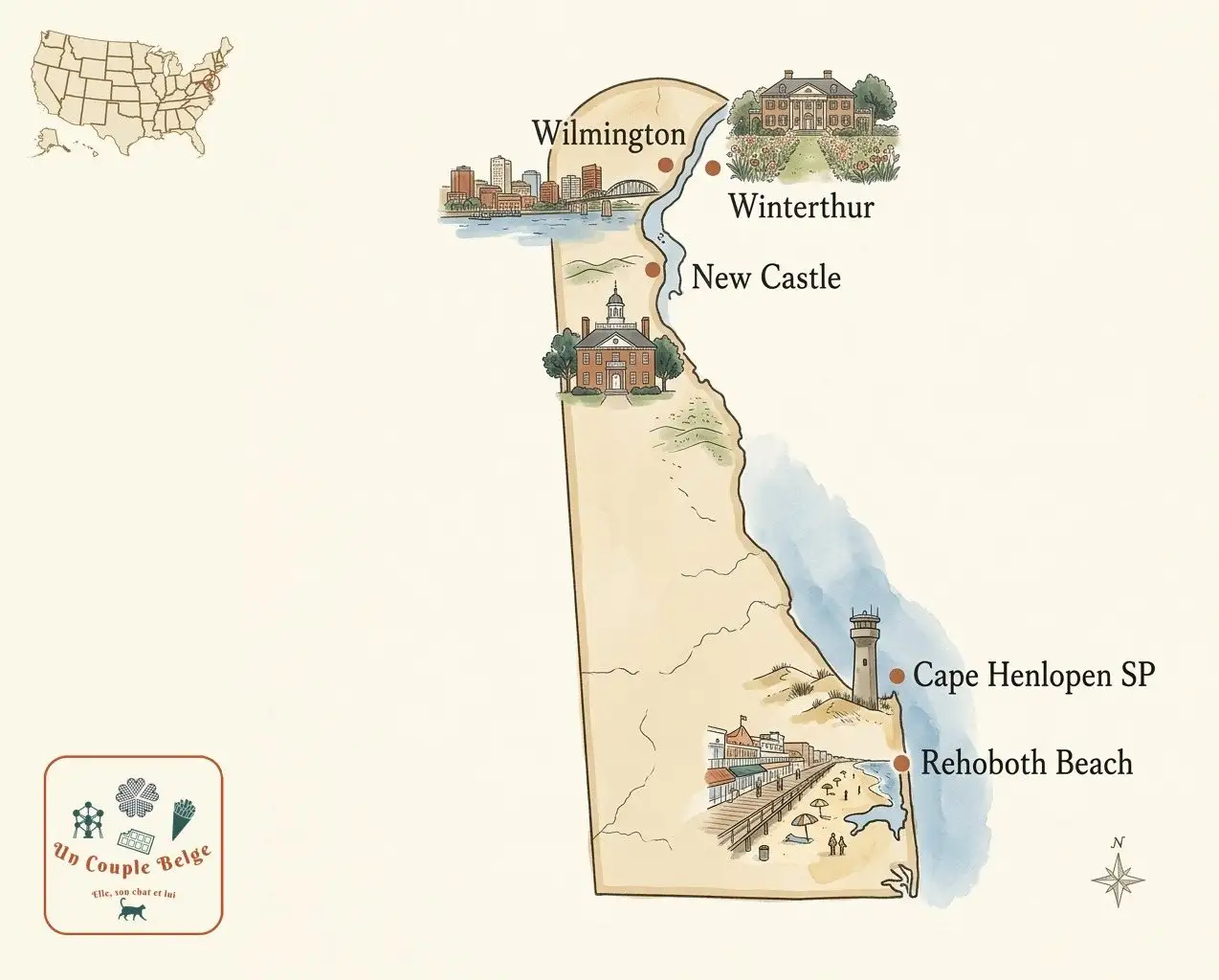 Carte — Delaware et les lieux cités dans l’article