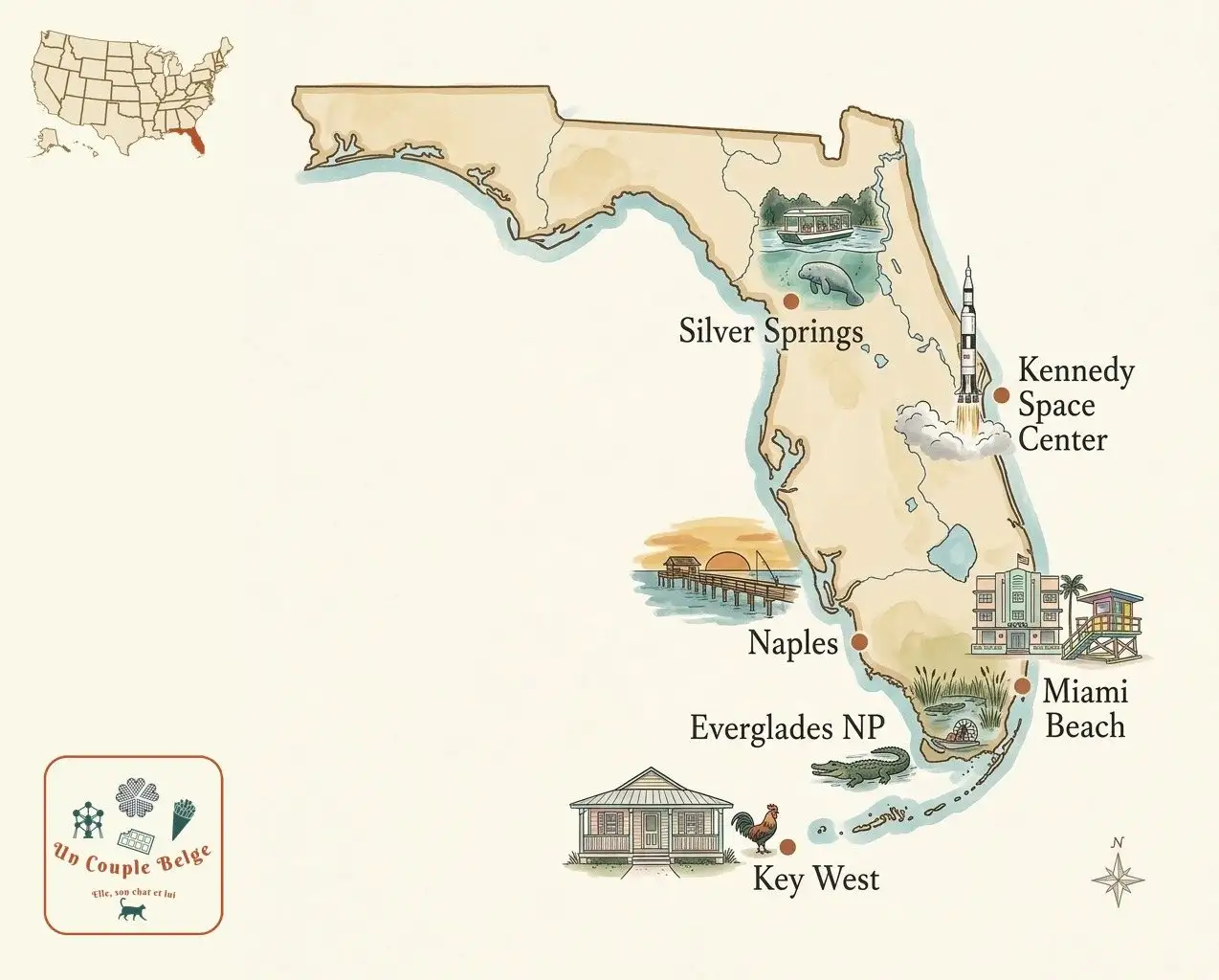 Carte — Floride et les lieux cités dans l’article