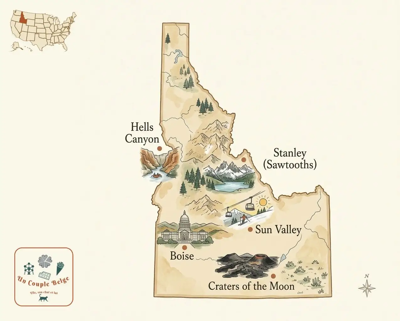 Carte — Idaho et les lieux cités dans l’article