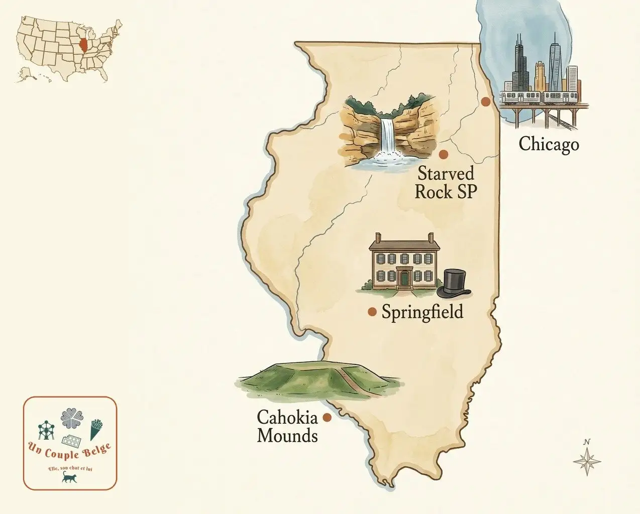 Carte — Illinois et les lieux cités dans l’article