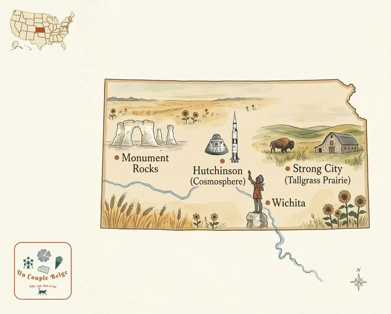 Carte — Kansas et les lieux cités dans l’article