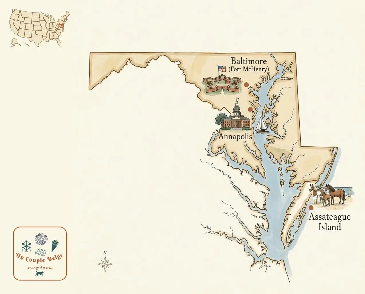 Carte — Maryland et les lieux cités dans l’article