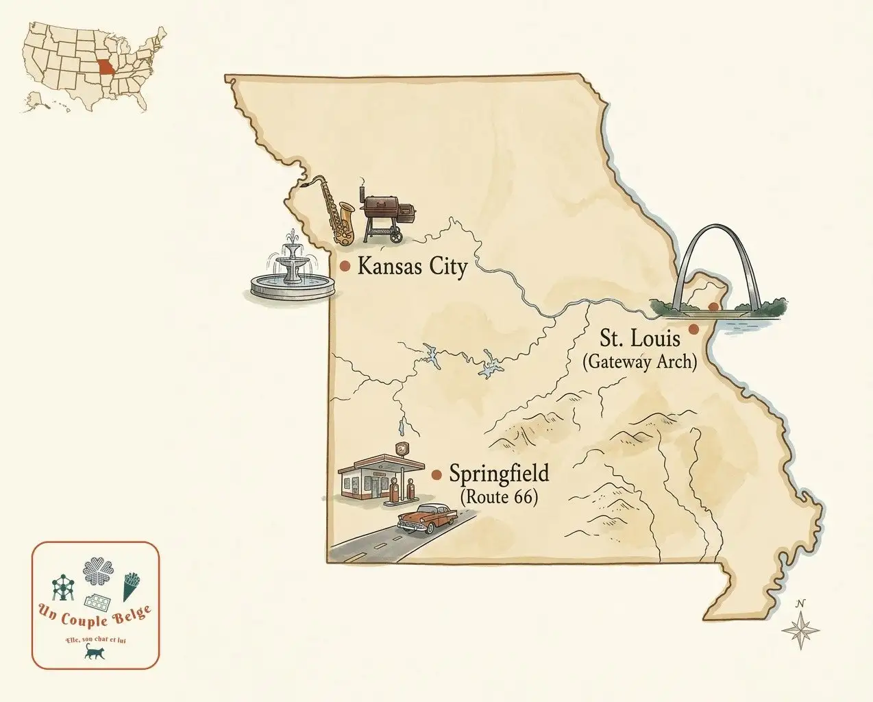 Carte — Missouri et les lieux cités dans l’article