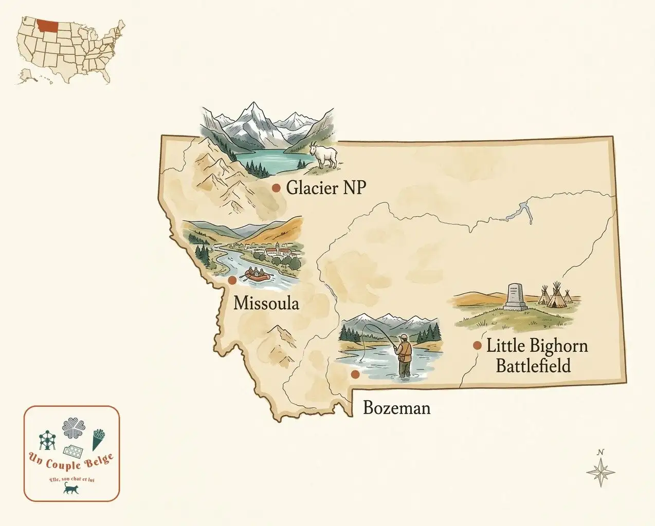 Carte — Montana et les lieux cités dans l’article