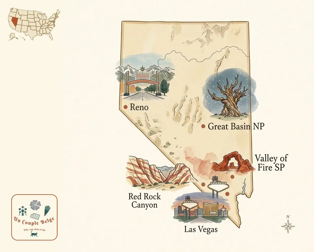 Carte — Nevada et les lieux cités dans l’article