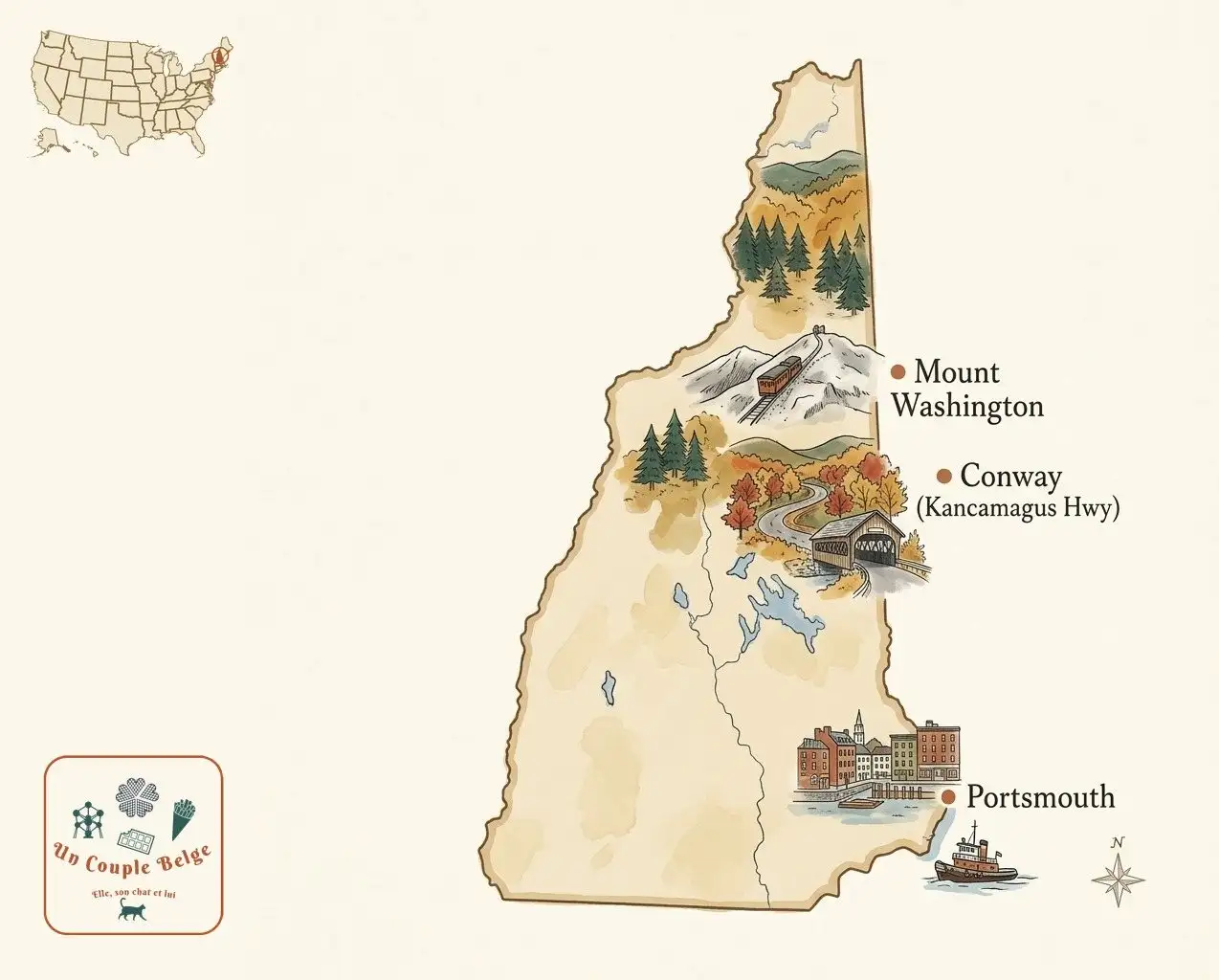 Carte — New Hampshire et les lieux cités dans l’article