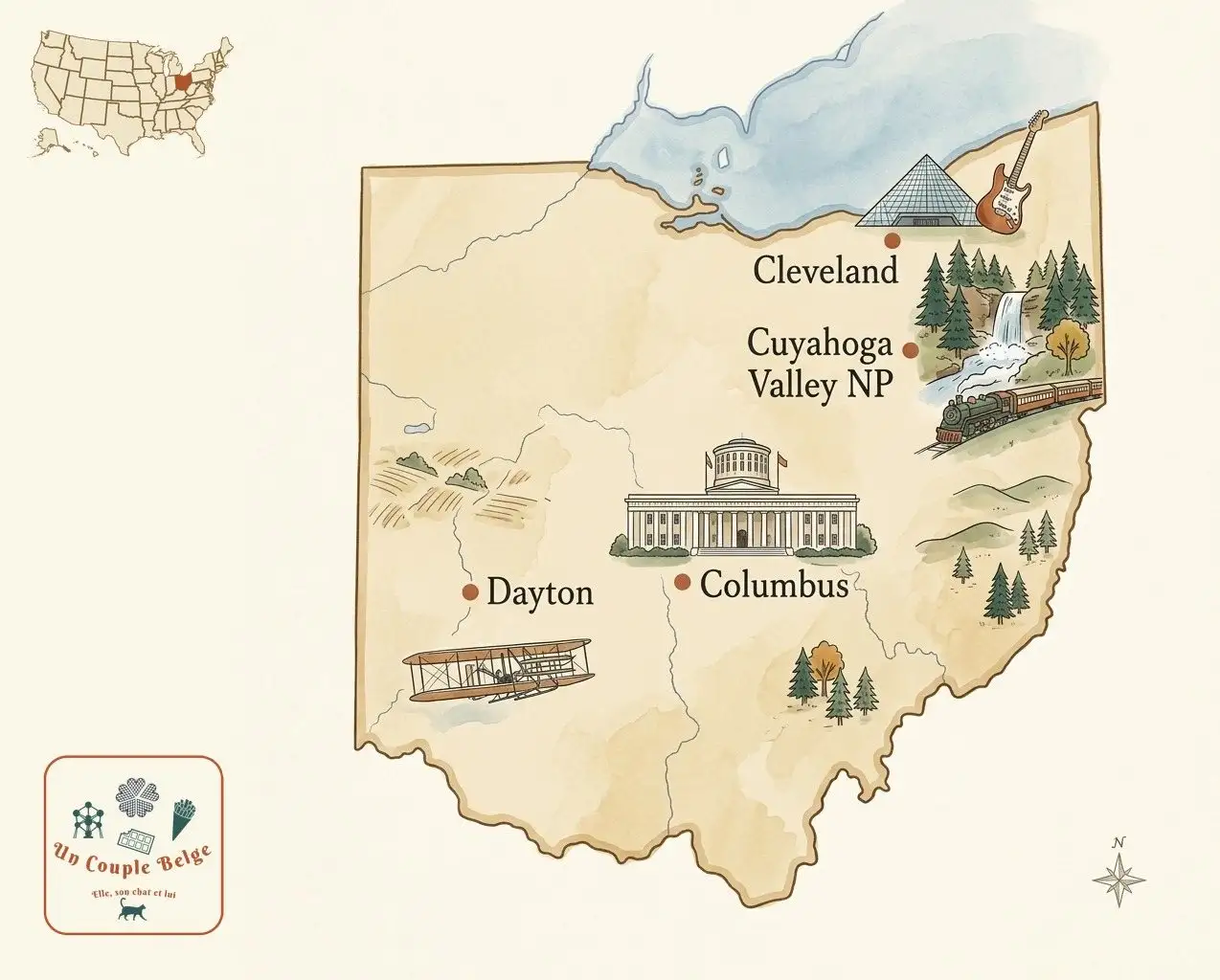 Carte — Ohio et les lieux cités dans l’article