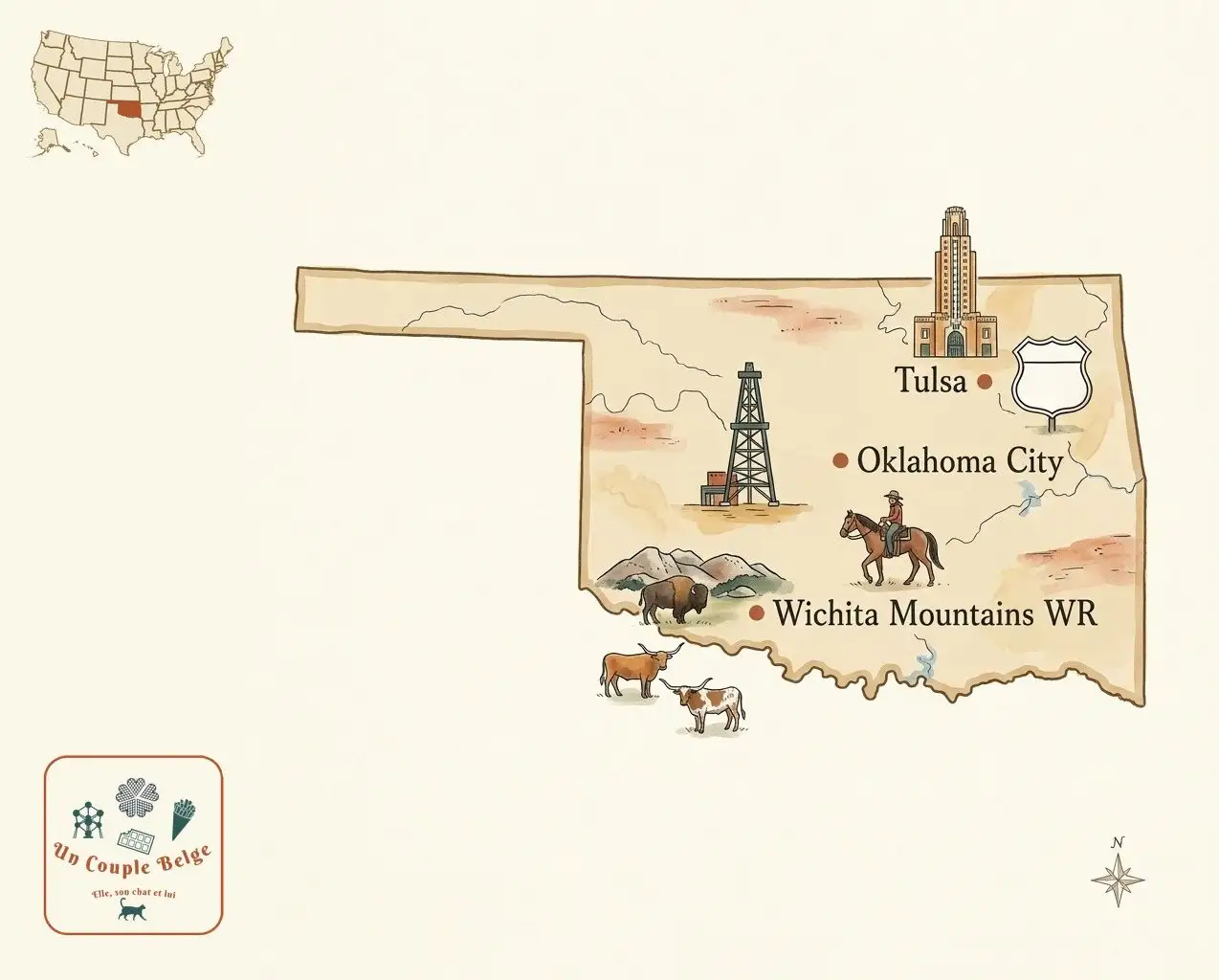 Carte — Oklahoma et les lieux cités dans l’article