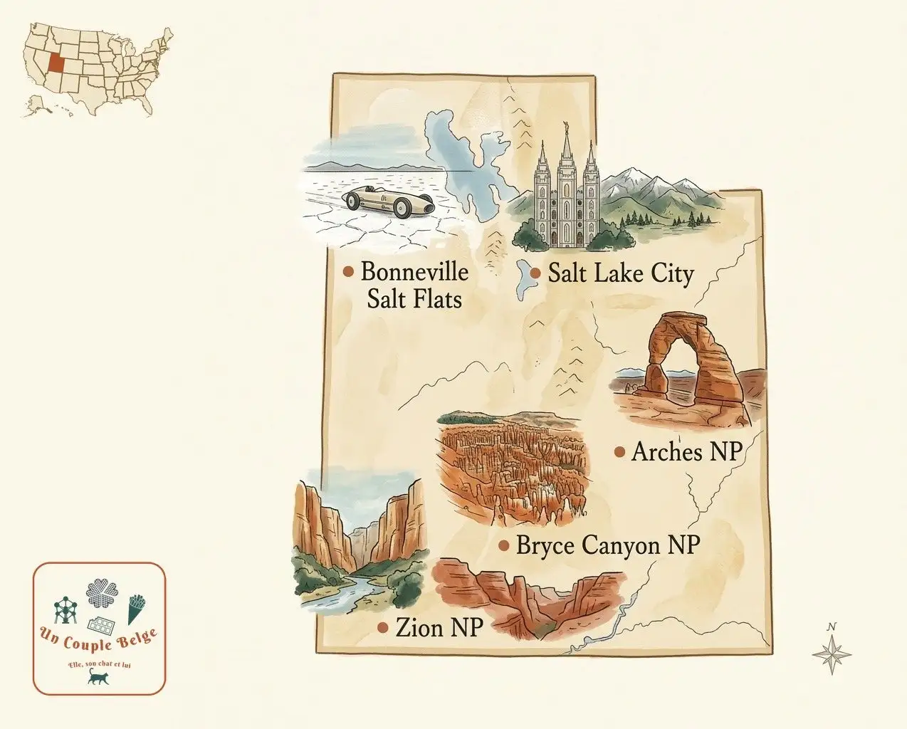 Carte — Utah et les lieux cités dans l’article