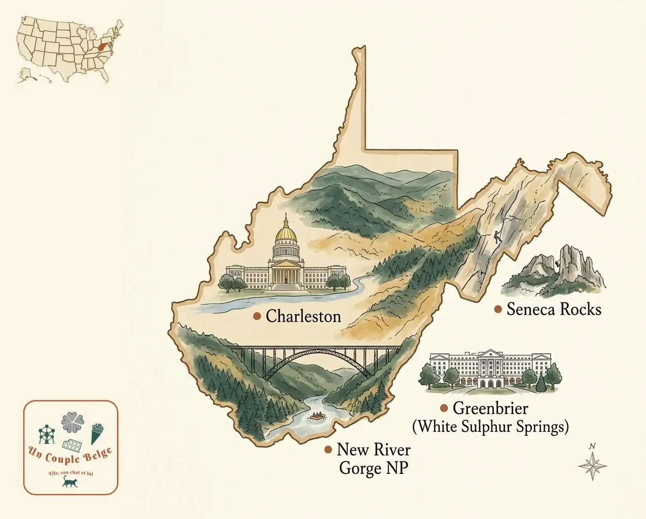 Carte — Virginie-Occidentale et les lieux cités dans l’article