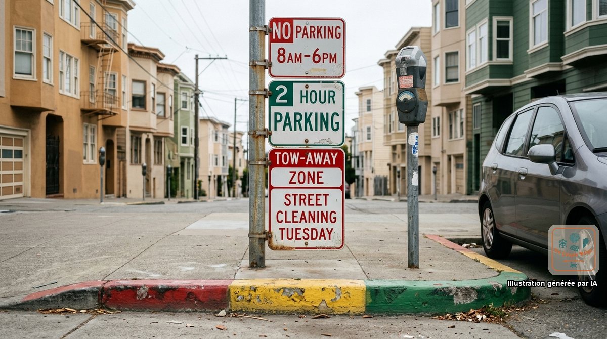 Se garer aux États-Unis : panneaux, couleurs de trottoir et parkings en ville