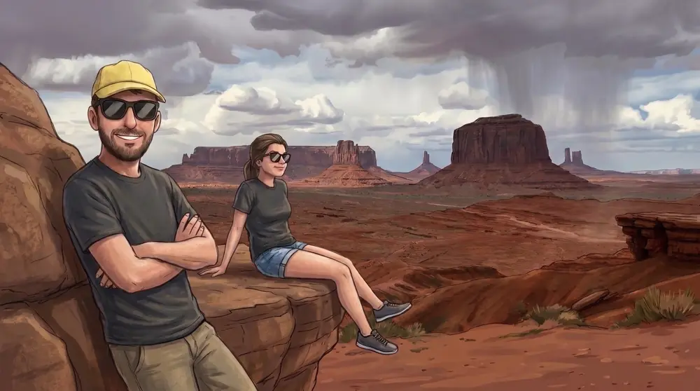 Nous deux face aux buttes de Monument Valley